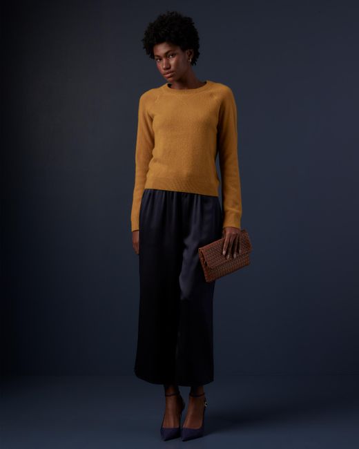 Quince Yellow Mongolian Cashmere Crewneck Sweater