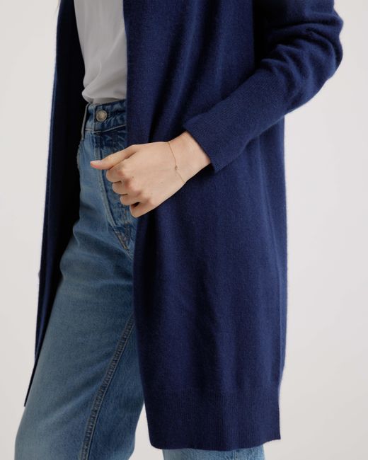 Quince Blue Mongolian Cashmere Duster Cardigan Sweater