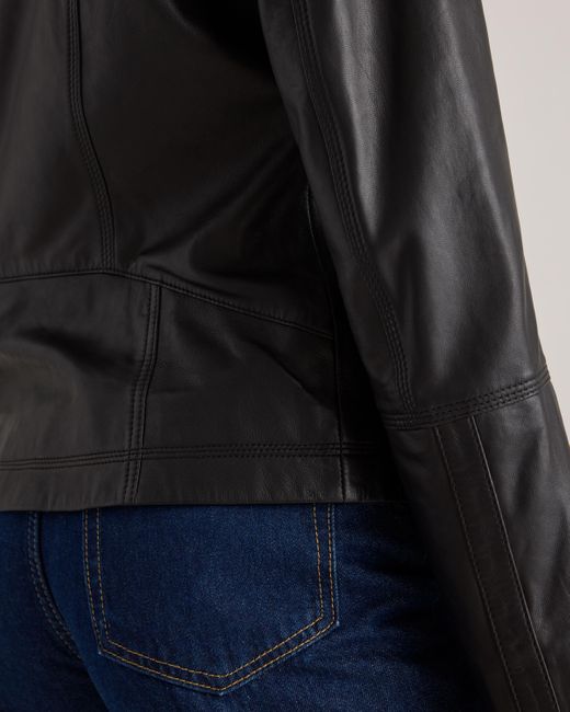 Quince Black Stand-Collar Jacket, Leather