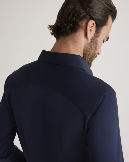 Quince Blue Commuter Stretch Pique Long Sleeve Button Down, 100% Polyester for men