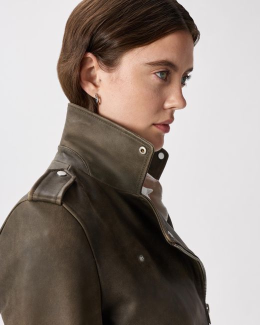 Quince Brown Motorcycle Jacket, Leather