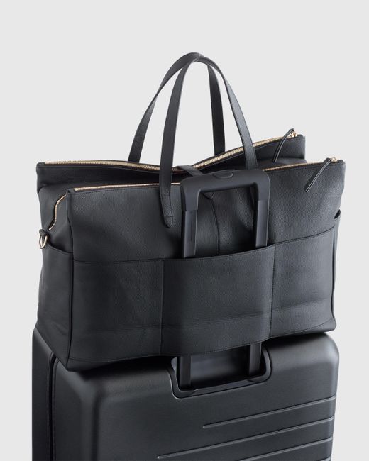 Quince Black Italian Leather Triple Compartment Weekender