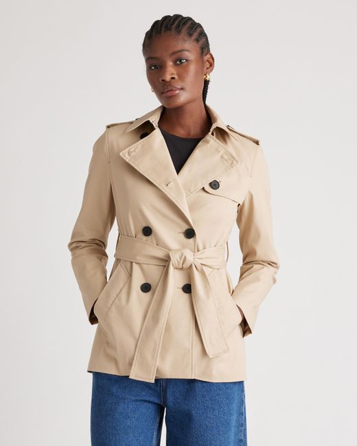 Quince Natural Comfort Stretch Short Trench Coat, Organic Cotton