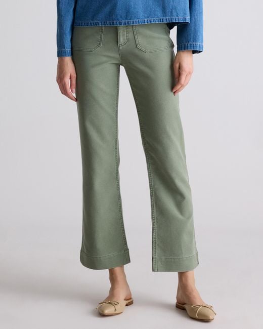 Quince Green French Terry Wide Leg Pants, Cotton