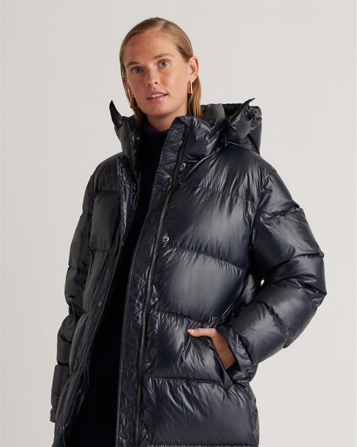 Quince Black Responsible Down Long Puffer Jacket, Recycled Polyester