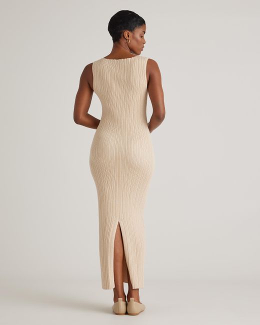 Quince Natural Cotton Cashmere Ribbed Sleeveless Midi Dress