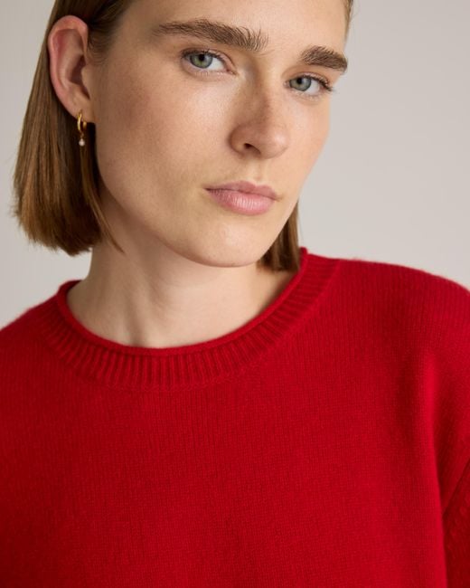 Quince Red Mongolian Cashmere Boxy Crewneck Sweater