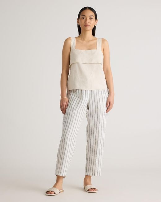 Quince Multicolor 100% European Linen Tapered Ankle Pants