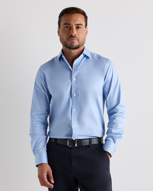 Quince Blue Stretch Twill Dress Shirt, Organic Cotton for men