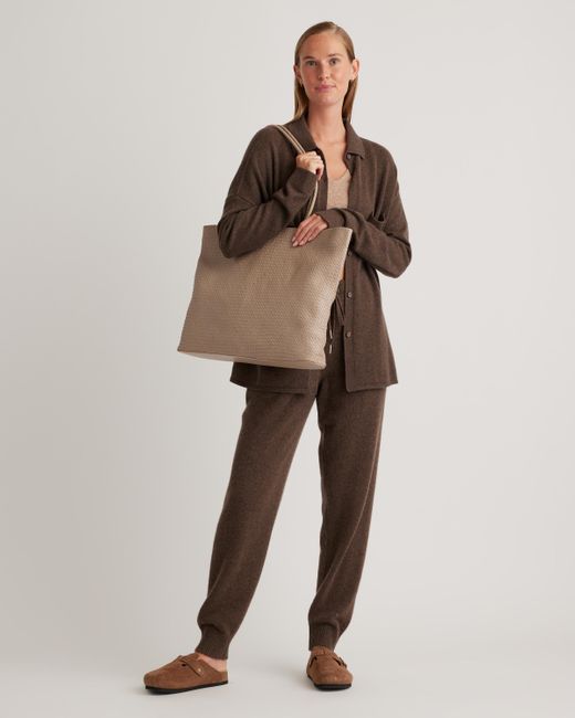 Quince Natural Italian Leather Handwoven Tote