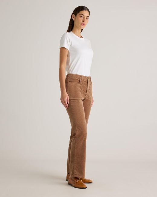 Quince Brown Organic Stretch Corduroy Flare Pants, Organic Cotton