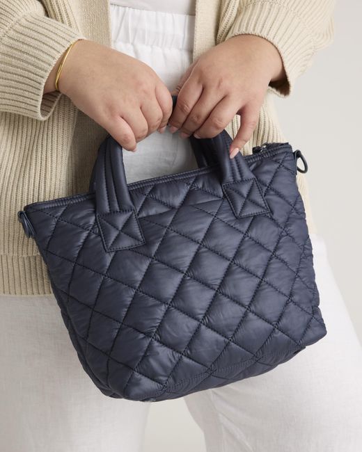 Quince Blue Transit Quilted Small Crossbody Tote, Recycled Polyester