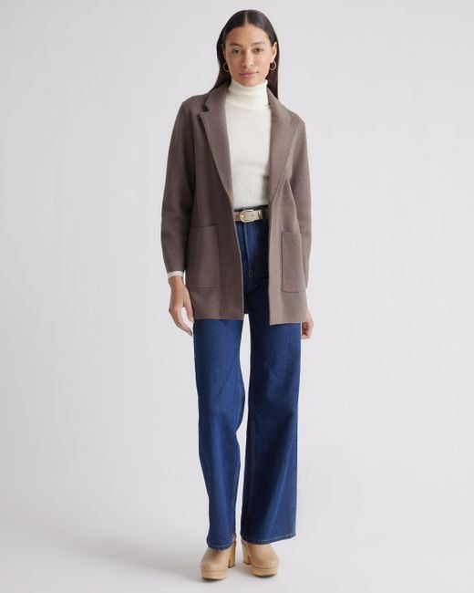 Quince Brown Knit Blazer, Organic Cotton