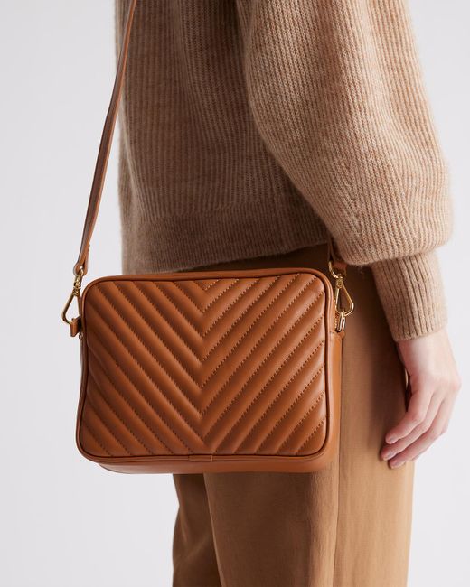 Quince Italian Leather Quilted Crossbody Bag in Brown Lyst