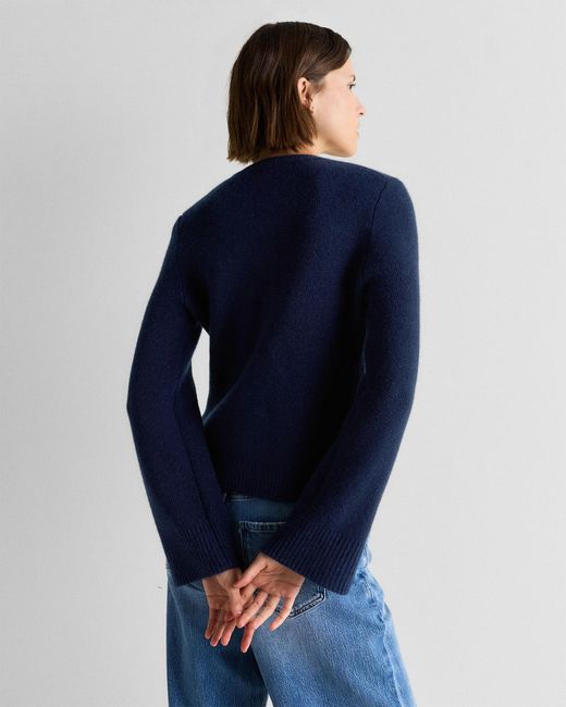 Quince Blue Mongolian Cashmere Structured Cardigan