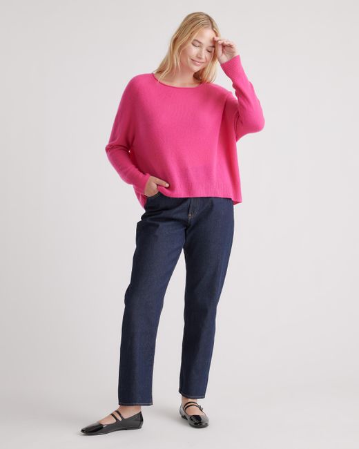 Quince Pink Mongolian Cashmere Boatneck Sweater