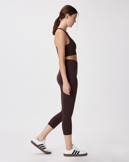 Quince Brown Ultra-Form High-Rise Capri, Nylon/Spandex
