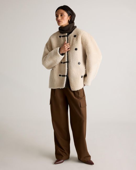 Quince Natural 100% Shearling Duffle Jacket, Leather