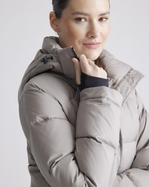 Quince Gray Responsible Down Long Puffer Jacket, Recycled Polyester