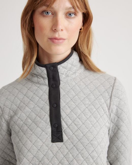 Quince Gray Reversible Quilted Pullover, Organic Cotton