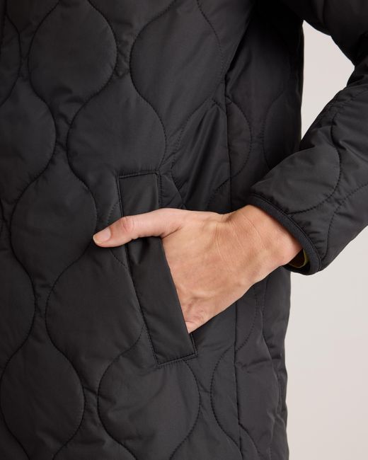Quince Black Featherless Quilted Puffer Long Coat, Recycled Polyester