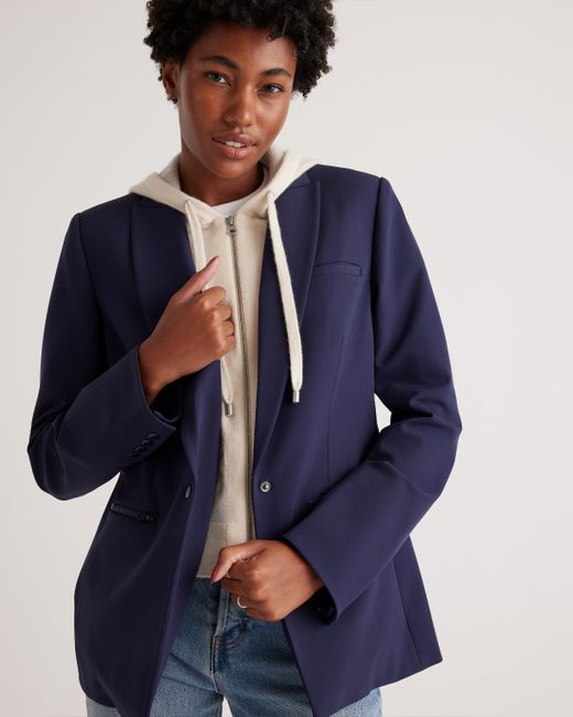 Quince Blue 100% Mongolian Cashmere Hoodie Blazer Insert