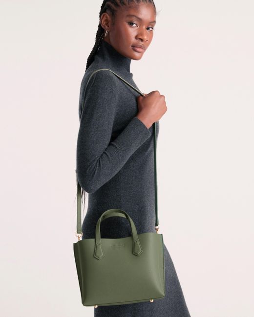 Quince Italian Leather Small Triple Compartment Tote in Green | Lyst