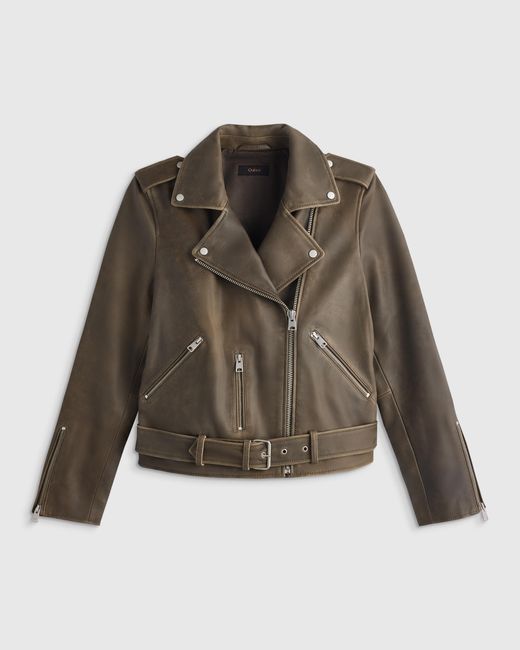 Quince Brown Motorcycle Jacket, Leather