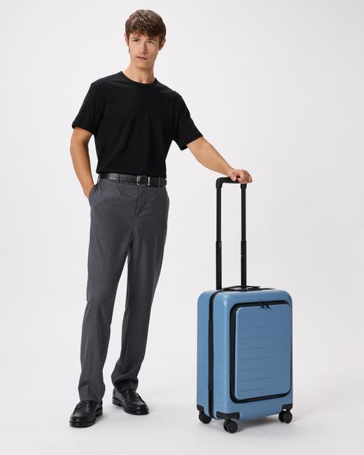 Quince Blue Front Pocket Carry-On Suitcase, Polycarbonte