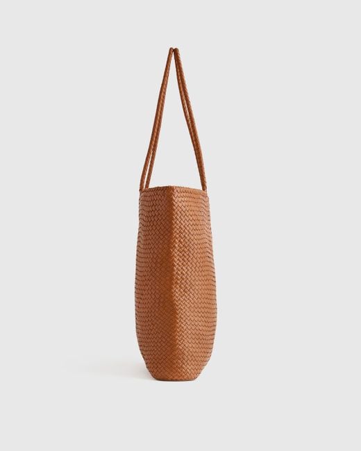 Quince Brown Italian Leather Handwoven Tote