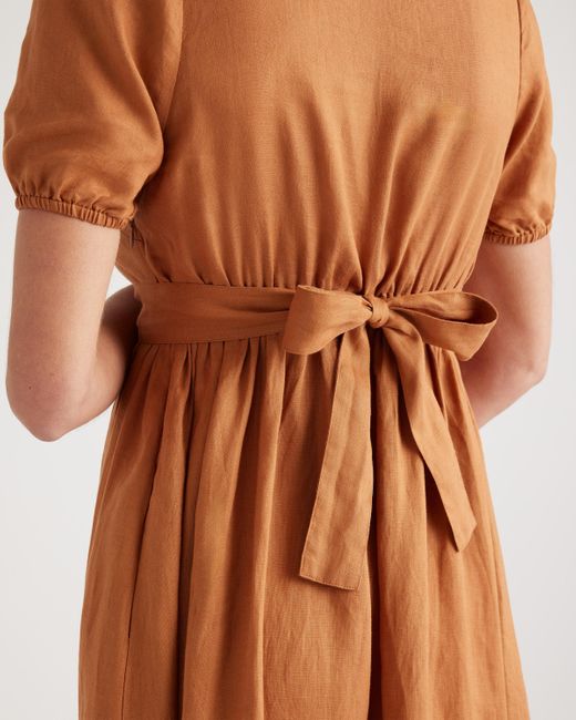 Quince Orange 100% European Linen Maternity Midi Dress, Tencel