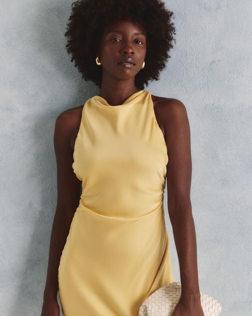Quince Natural Washable Stretch Silk High Neck Midi Dress, Mulberry Silk