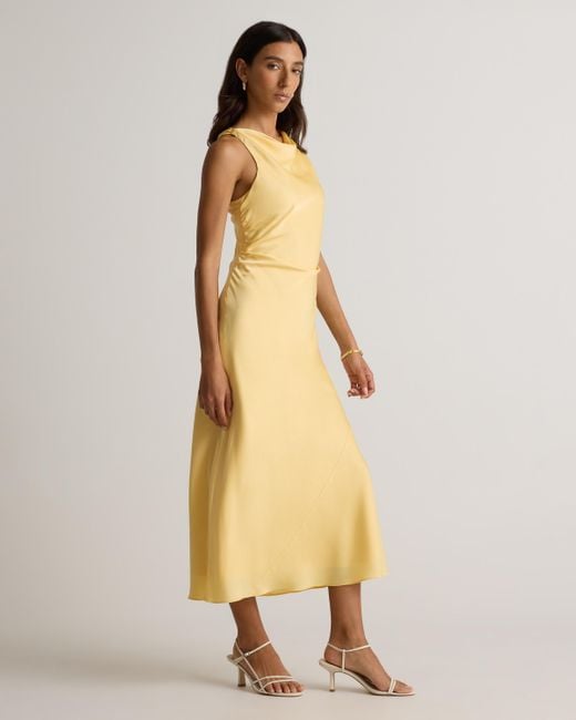 Quince Natural Washable Stretch Silk High Neck Midi Dress, Mulberry Silk