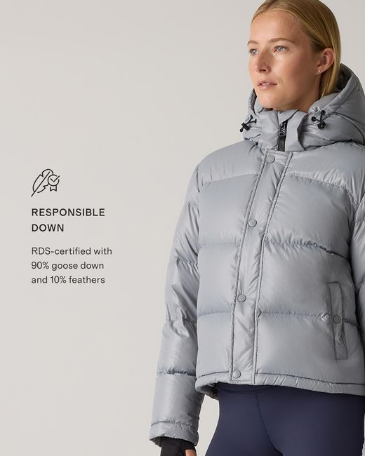 Quince Gray Responsible Down Cropped Puffer Jacket, Recycled Polyester