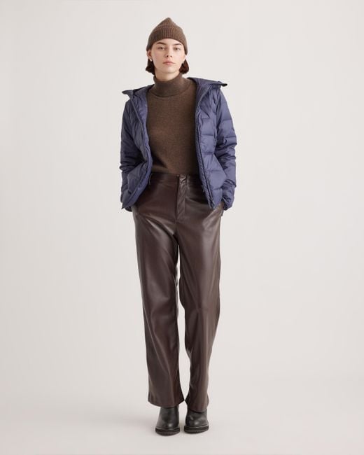 Quince Blue Lightweight Down Packable Puffer Hooded Jacket, Recycled Polyester