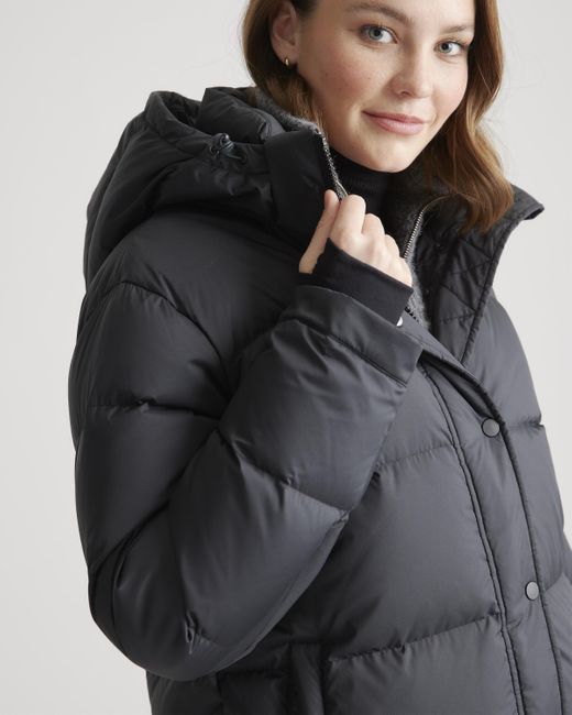 Quince Black Responsible Down Long Puffer Jacket, Recycled Polyester