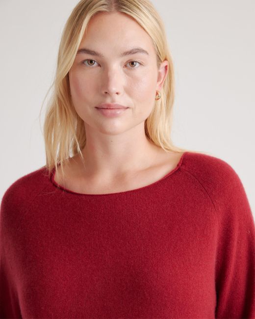 Quince Red Mongolian Cashmere Boatneck Sweater