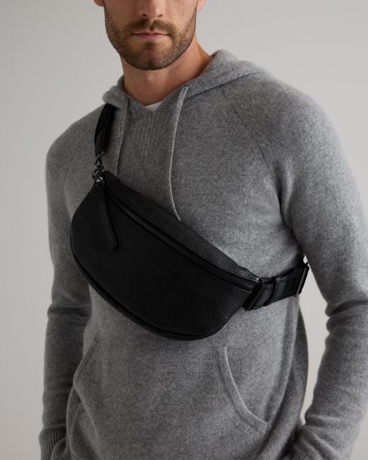 Quince Black Italian Pebbled Leather Sling Bag, Italian Leather