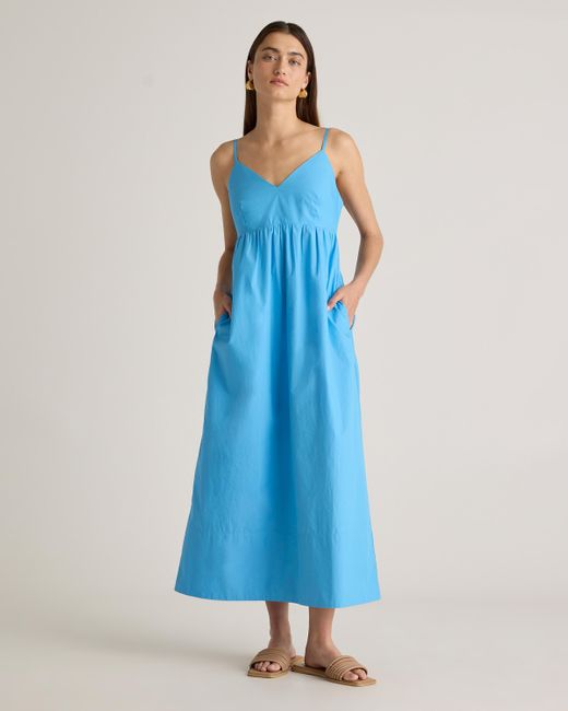 Quince Blue Sleeveless Maxi Dress, Organic Cotton