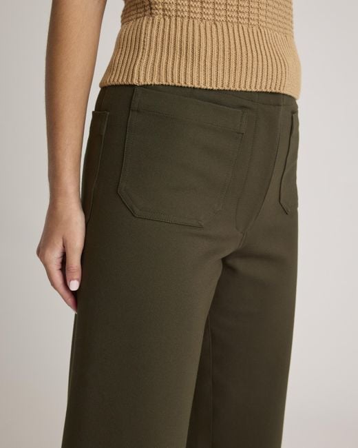 Quince Green Ultra-Stretch Ponte Cropped Wide Leg Pants, Rayon