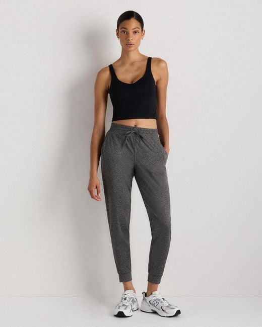 Quince Gray Flowknit Mid-Rise Joggers, Recycled Poly With Stretch