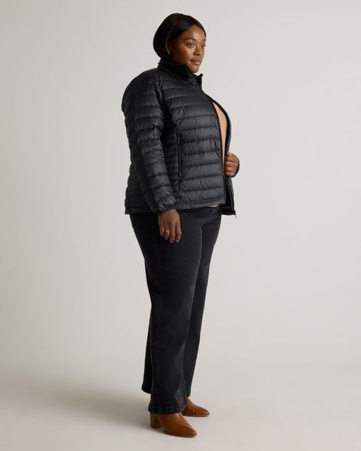 Quince Black Lightweight Down Packable Puffer Jacket, Recycled Polyester