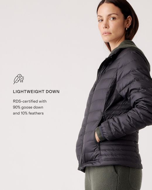 Quince Black Lightweight Down Packable Puffer Jacket, Recycled Polyester