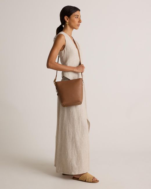Quince Brown Italian Leather Bucket Crossbody
