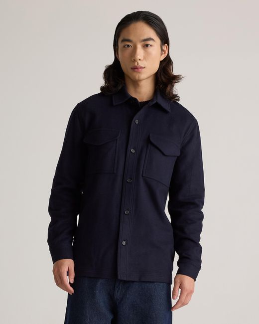 Quince Blue Italian Wool Overshirt, Wool/Nylon for men