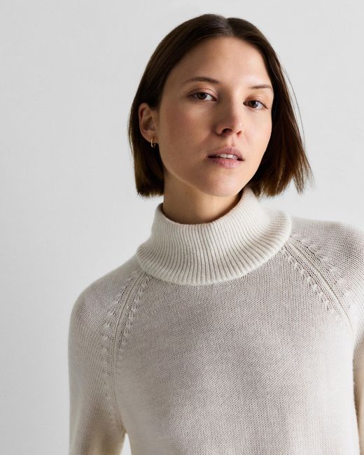 Quince Gray Australian Merino Wool Cropped Mock Neck Sweater