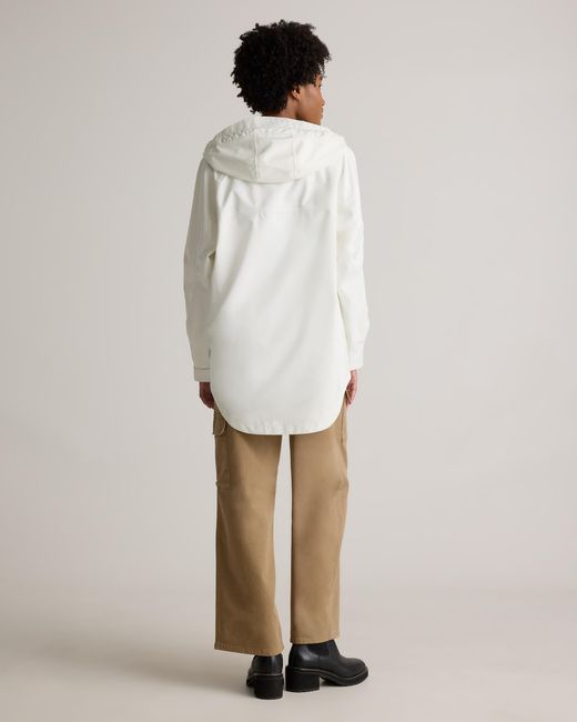 Quince White Weather Proof Oversized Rain Jacket, Polyester/Recycled Polyester Blend