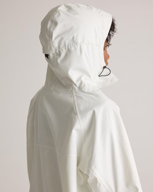 Quince White Weather Proof Oversized Rain Jacket, Polyester/Recycled Polyester Blend