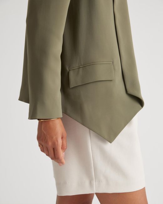 Quince Green Stretch Crepe Open Blazer, Recycled Polyester
