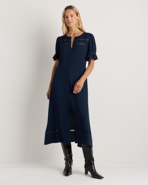quince midi dress 100% Organic Cotton Eyelet Smocked its soft Quince + 100% Washable Silk